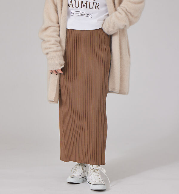 Rouge vif「【セットアップ対応】ストレッチリブニットスカート」|スカート|ブラウン