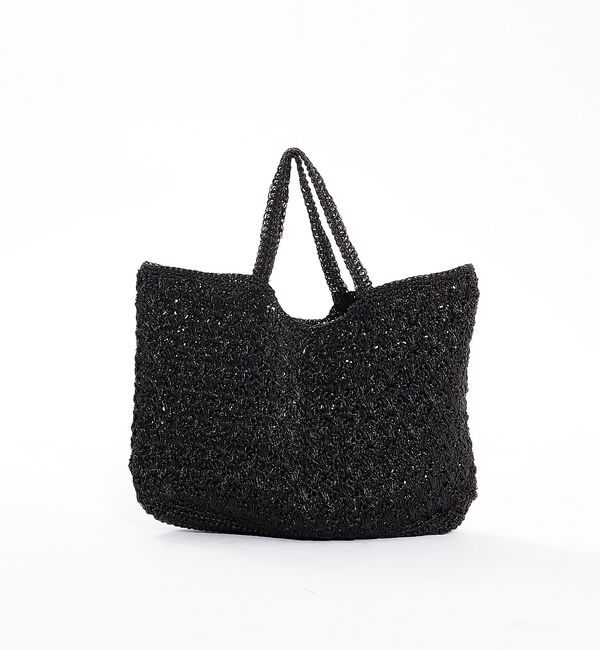 Rouge vif「【Swaraj/スワラージ】マクラメメタリックバッグ / ハンドバッグ / ハン」|ハンドバッグ|ブラック