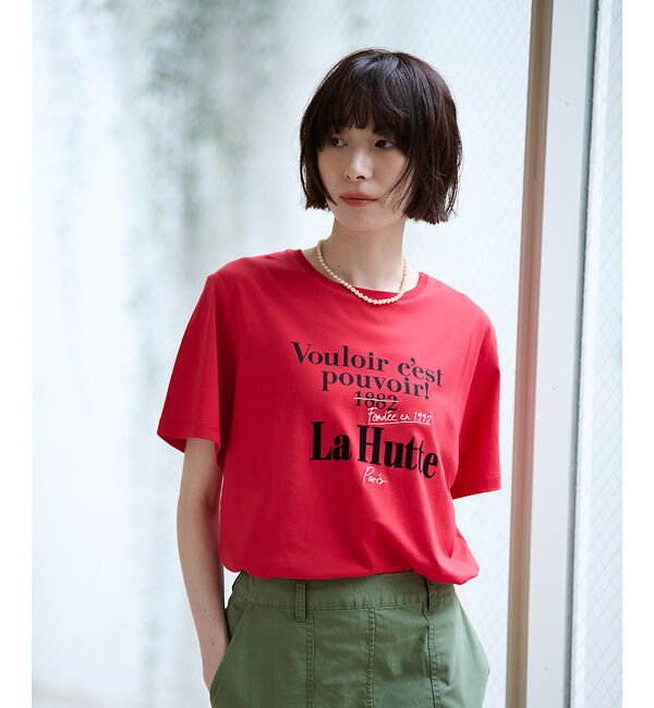 Rouge vif「別注【La Hutte / ラ ユット】フロッキー &times; 刺繍 ロゴTシャツ /」|Tシャツ・カットソー|