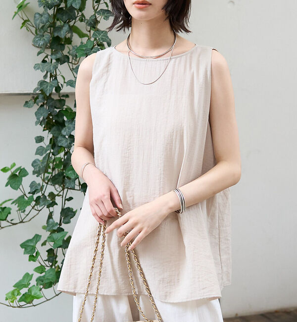 Rouge vif「前後2WAYノースリパールブラウス」|シャツ・ブラウス|ベージュ