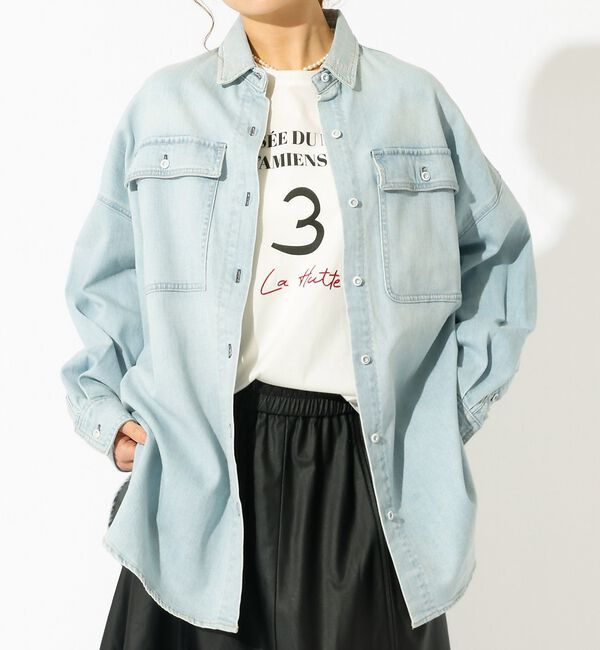 Rouge vif「【Healthy denim / ヘルシーデニム】Almond / デニムシャツ」|シャツ・ブラウス|サックスブルー