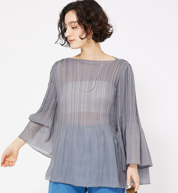 qualite「ランダムプリーツフレアーブラウス」|シャツ・ブラウス|