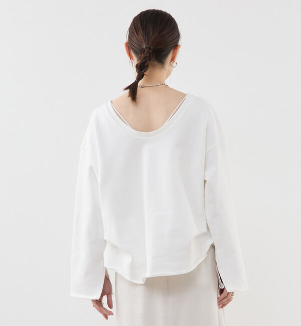Soffitto「カットオフボートネックチュニック丈スウェット」|スウェット・ジャージ|