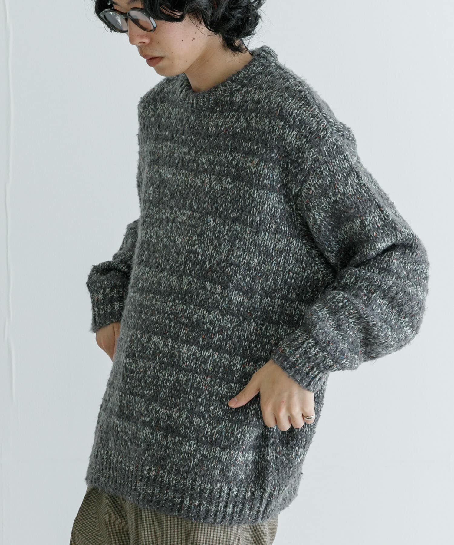 URBAN RESEARCH「URBAN RESEARCH iD　ブークレメランジニット」|ニット・セーター|グレー