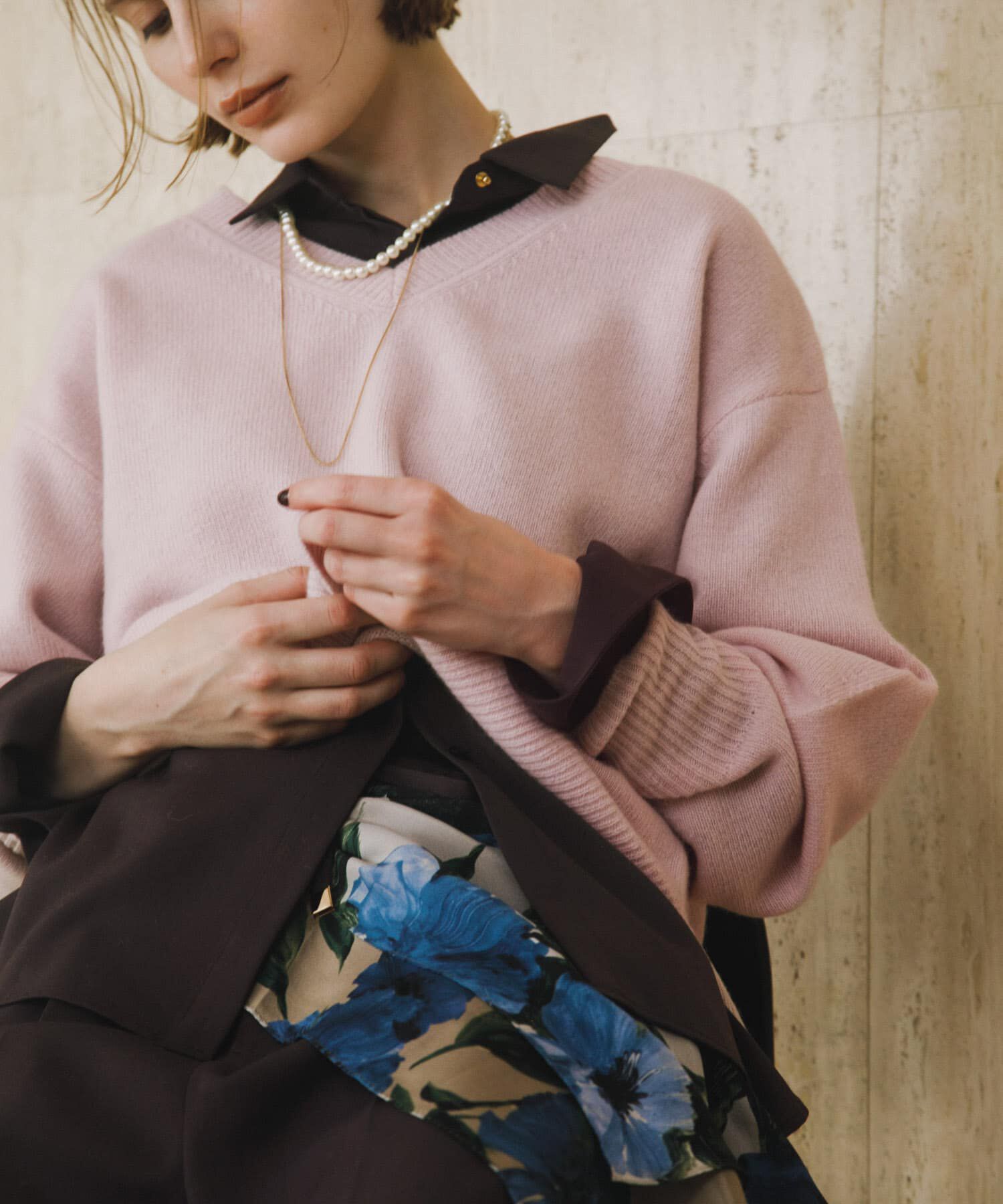 URBAN RESEARCH ROSSO「ウールカシミヤVネックニットプルオーバー」|ニット・セーター|ピンク