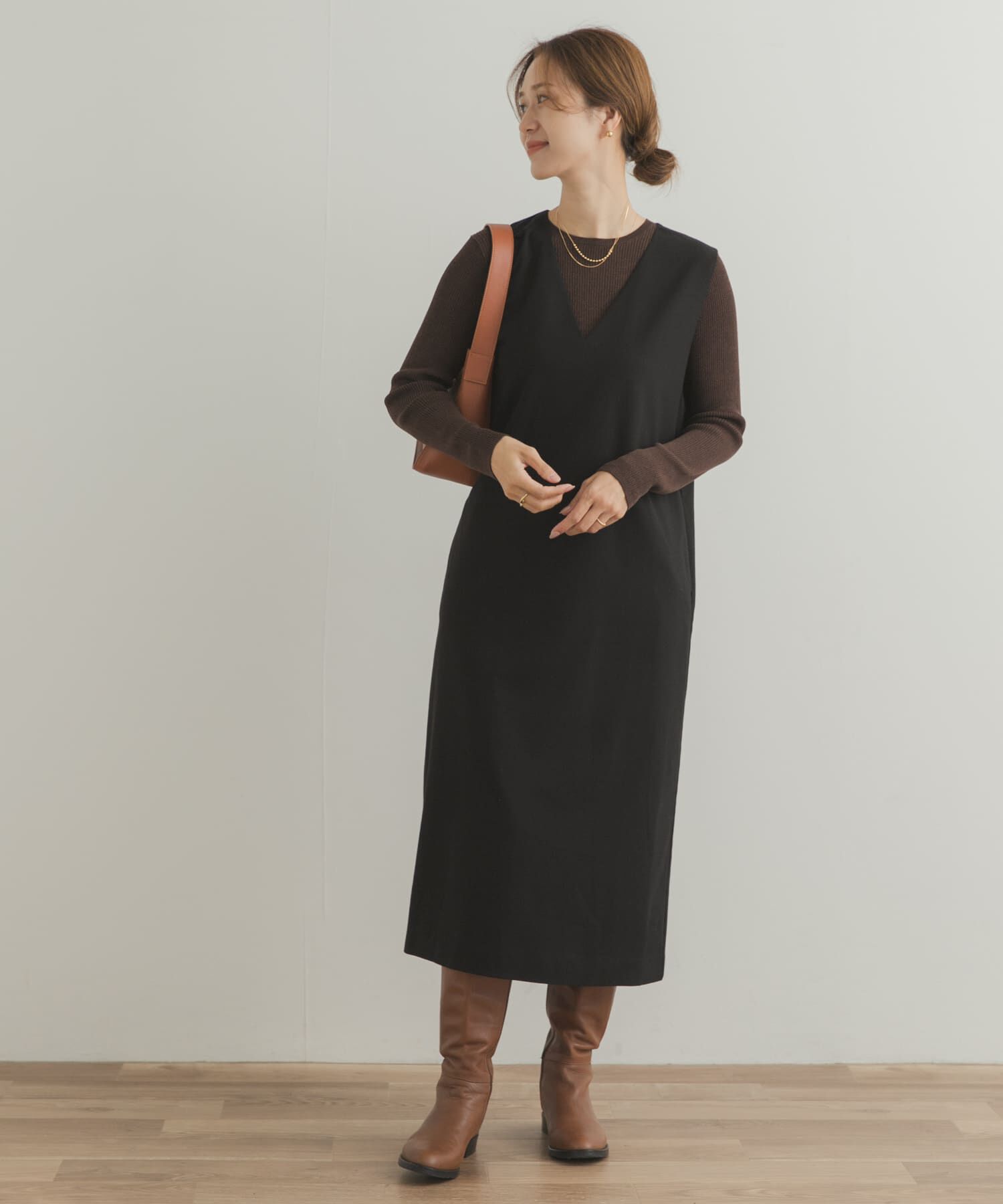 URBAN RESEARCH DOORS「『UR TECH』ストレートラインジャンパースカート」|ワンピース|