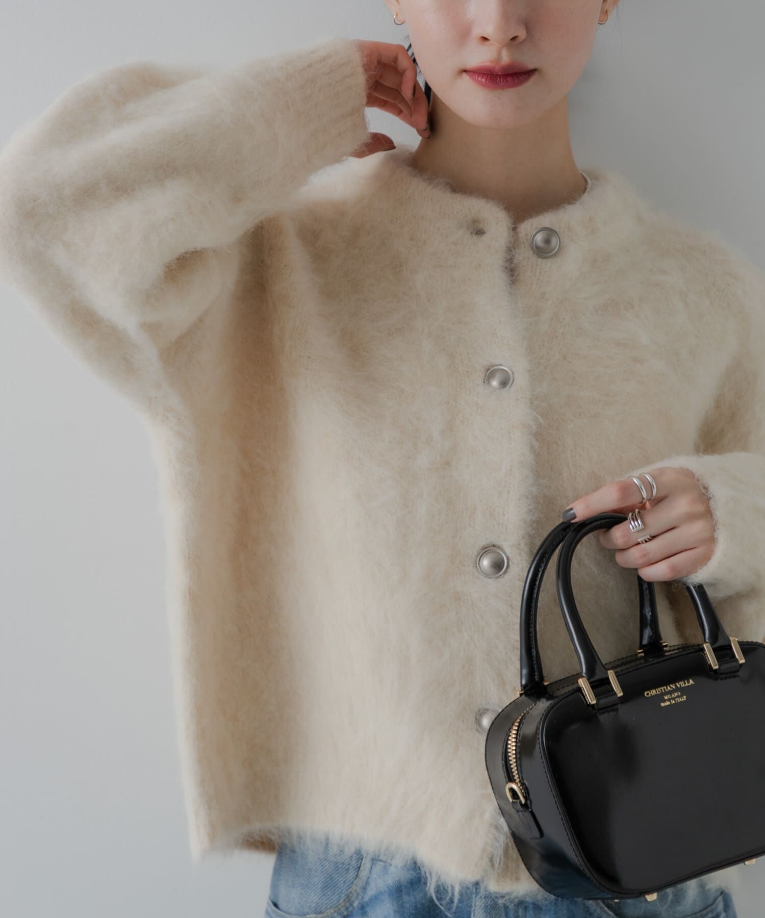 URBAN RESEARCH「ブラッシュシャギーニットカーディガン」|カーディガン|ホワイト系その他