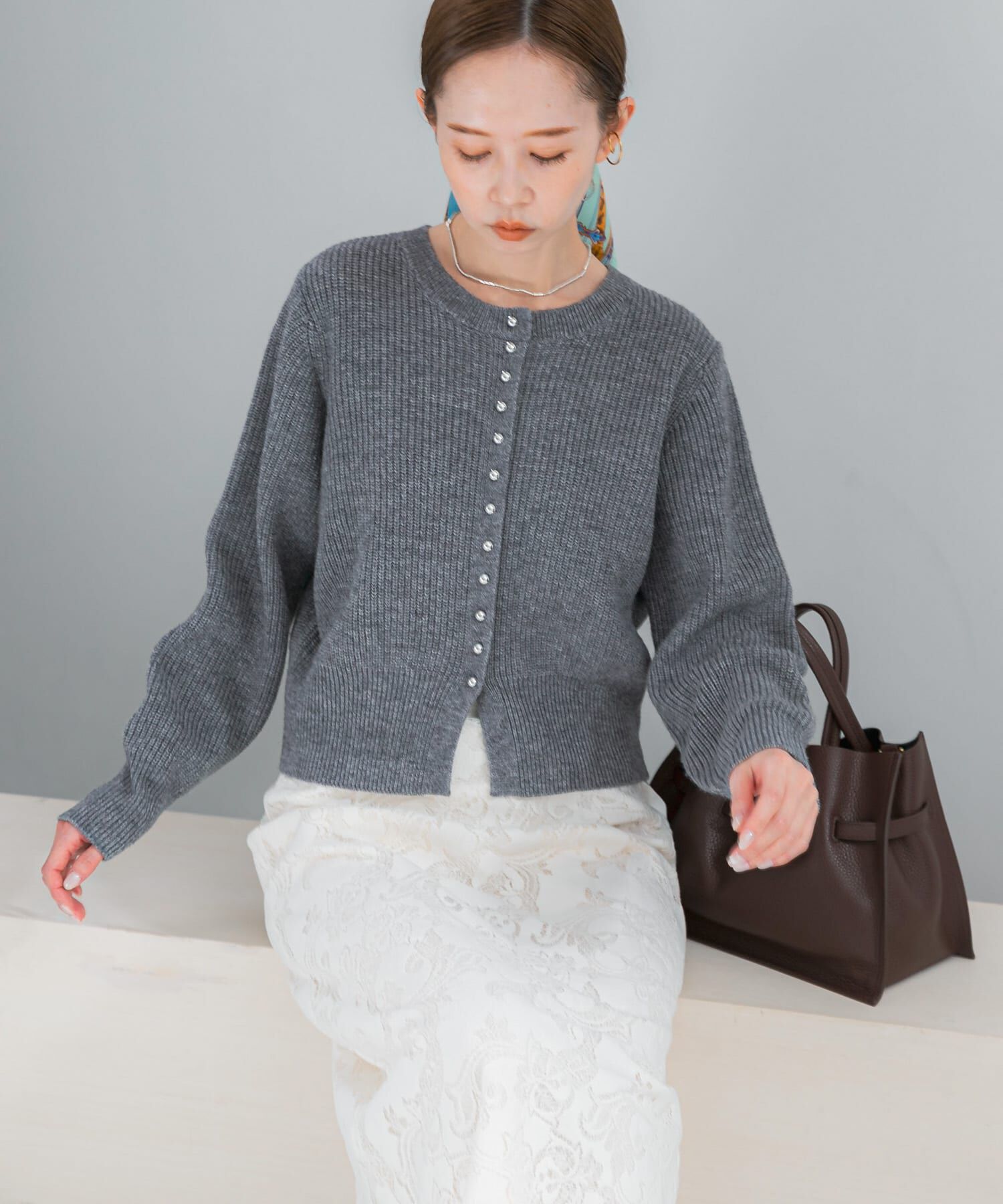 URBAN RESEARCH ROSSO「ボタンデザインニットプルオーバー」|カーディガン|