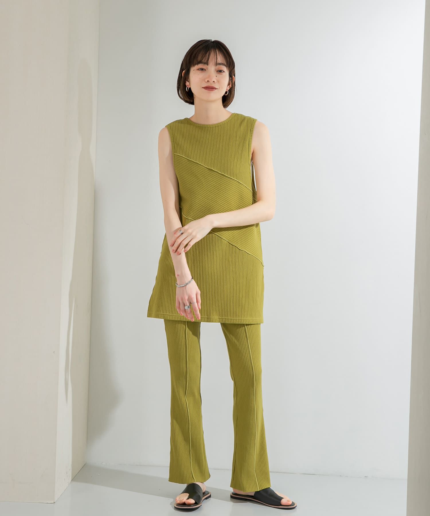  「BACKオープンメローリブタンクトップ」|タンクトップ|