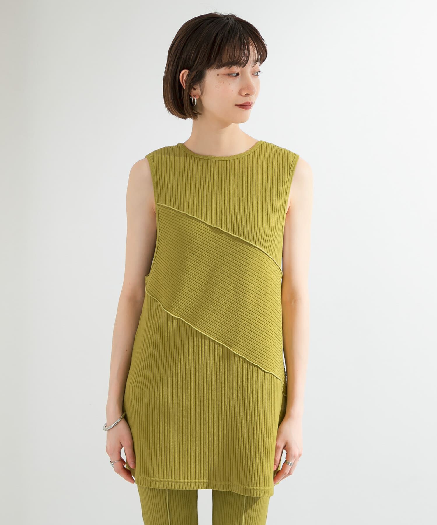  「BACKオープンメローリブタンクトップ」|タンクトップ|