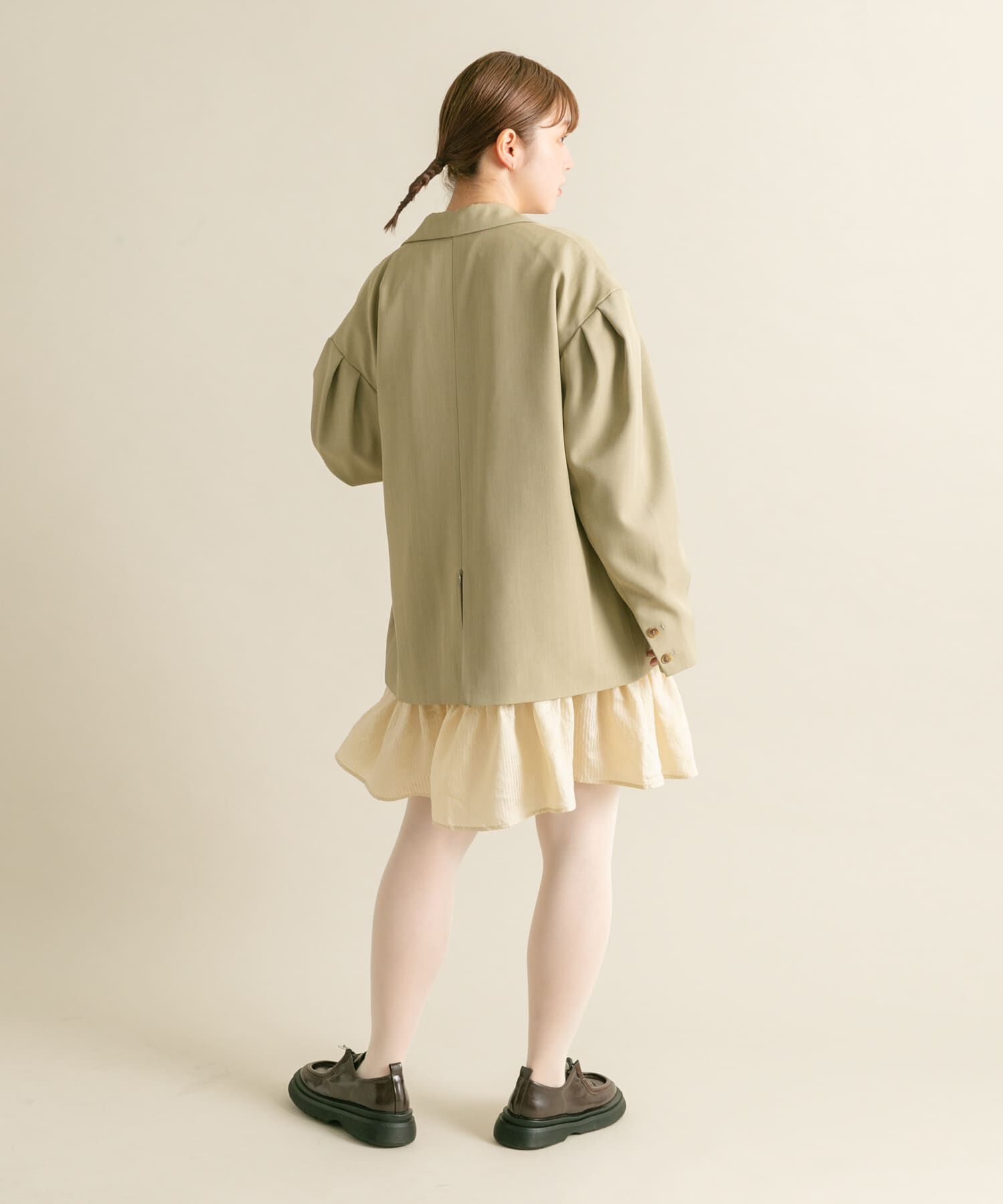  「ボリュームスリーブストライプミニワンピース」|ワンピース|