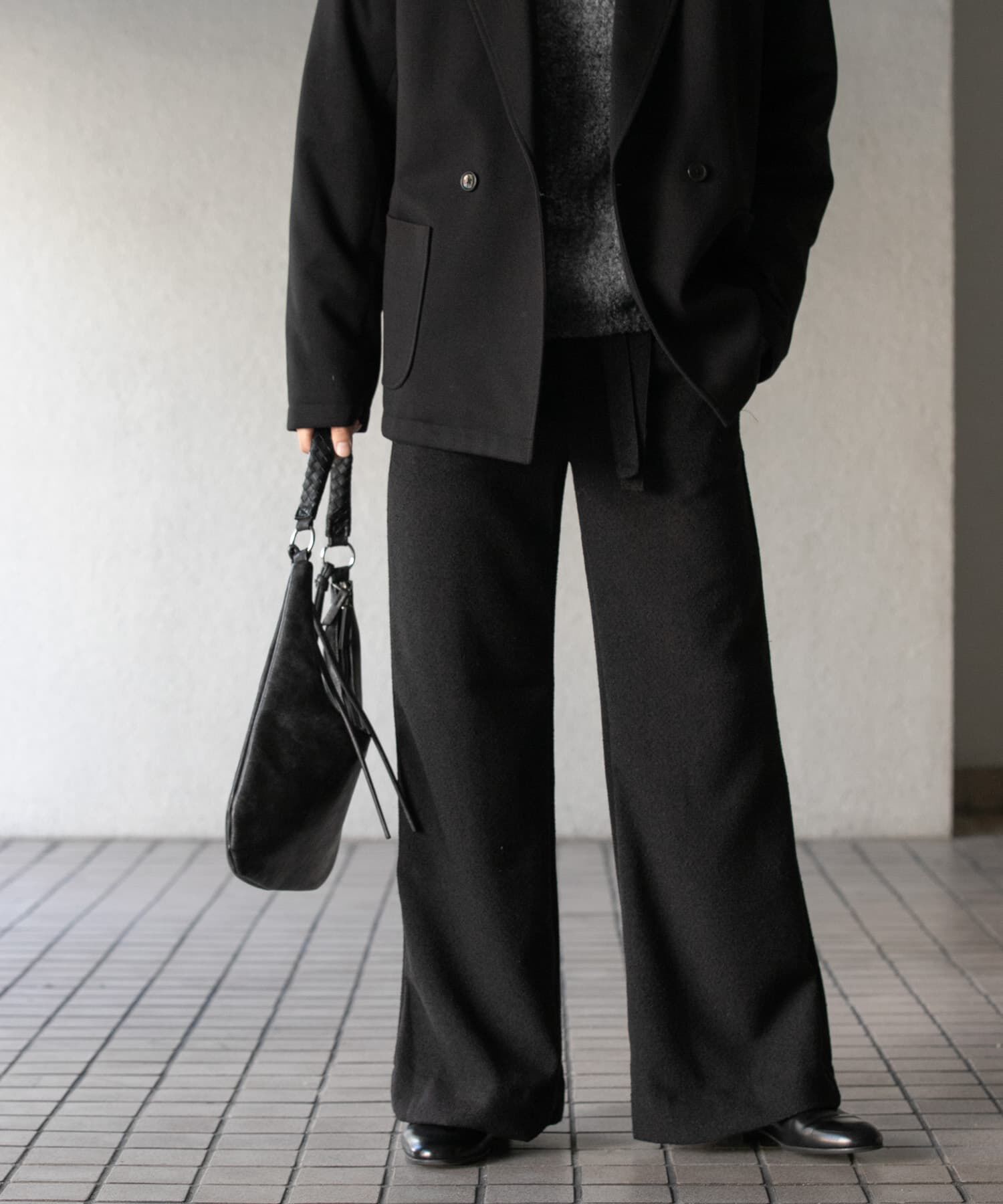 SENSE OF PLACE by URBAN RESEARCH「『わたべ&times;SOP』『セットアップ対応』ツイードワイドフレアパンツ」|その他|ブラック