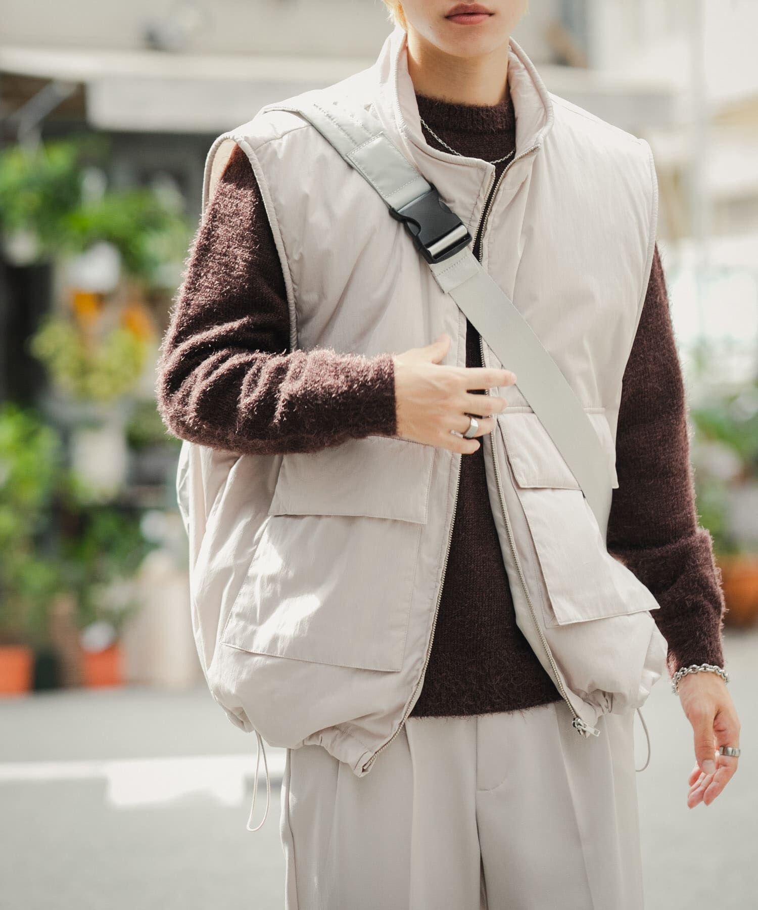 SENSE OF PLACE by URBAN RESEARCH「ダブルポケットトラックベスト」|ダウンベスト・ベスト|ライトベージュ