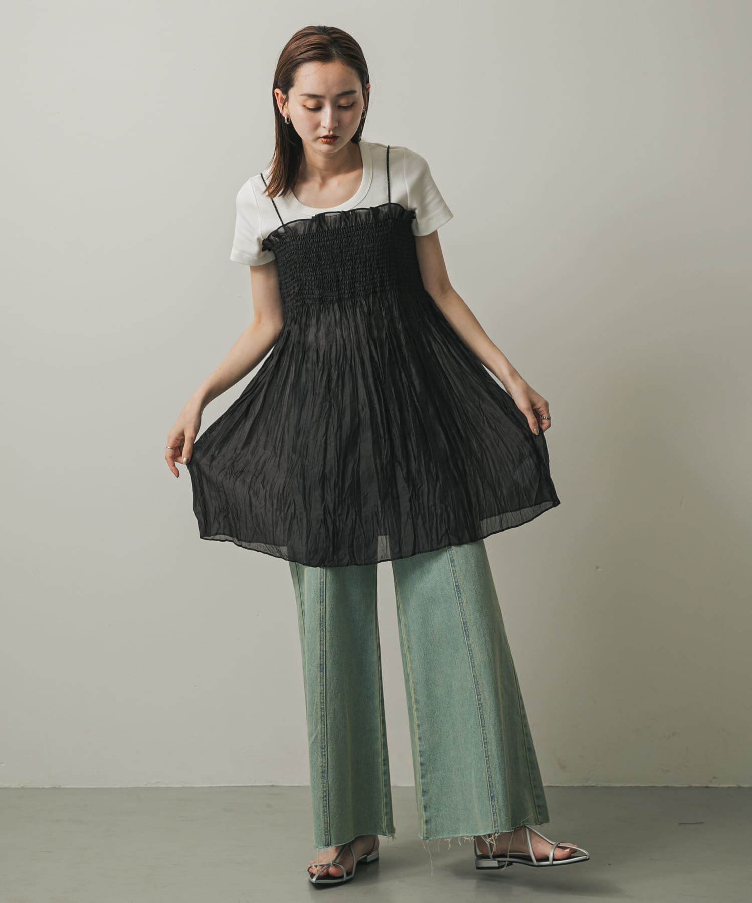 SENSE OF PLACE by URBAN RESEARCH「シャーリングプリーツミニワンピース」|ワンピース|