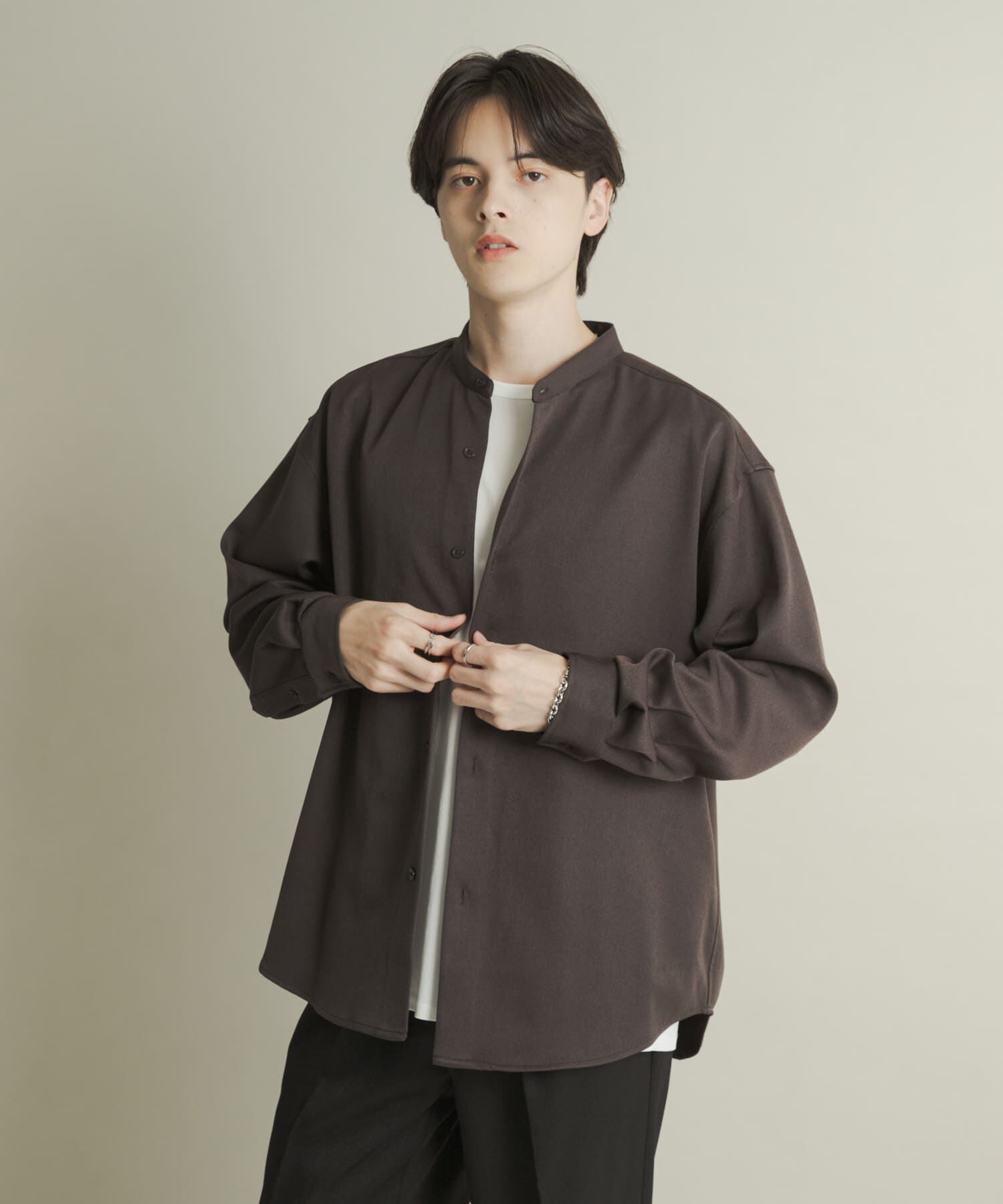 SENSE OF PLACE by URBAN RESEARCH「ウールライクバンドカラールーズシャツ」|シャツ・ブラウス|