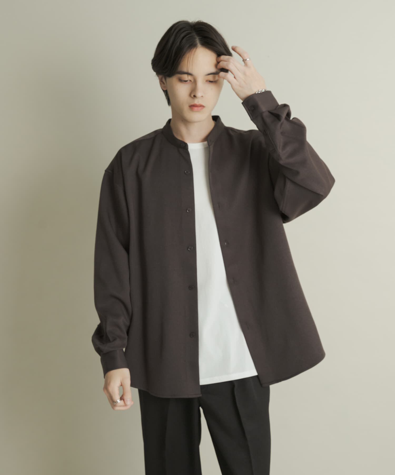 SENSE OF PLACE by URBAN RESEARCH「ウールライクバンドカラールーズシャツ」|シャツ・ブラウス|