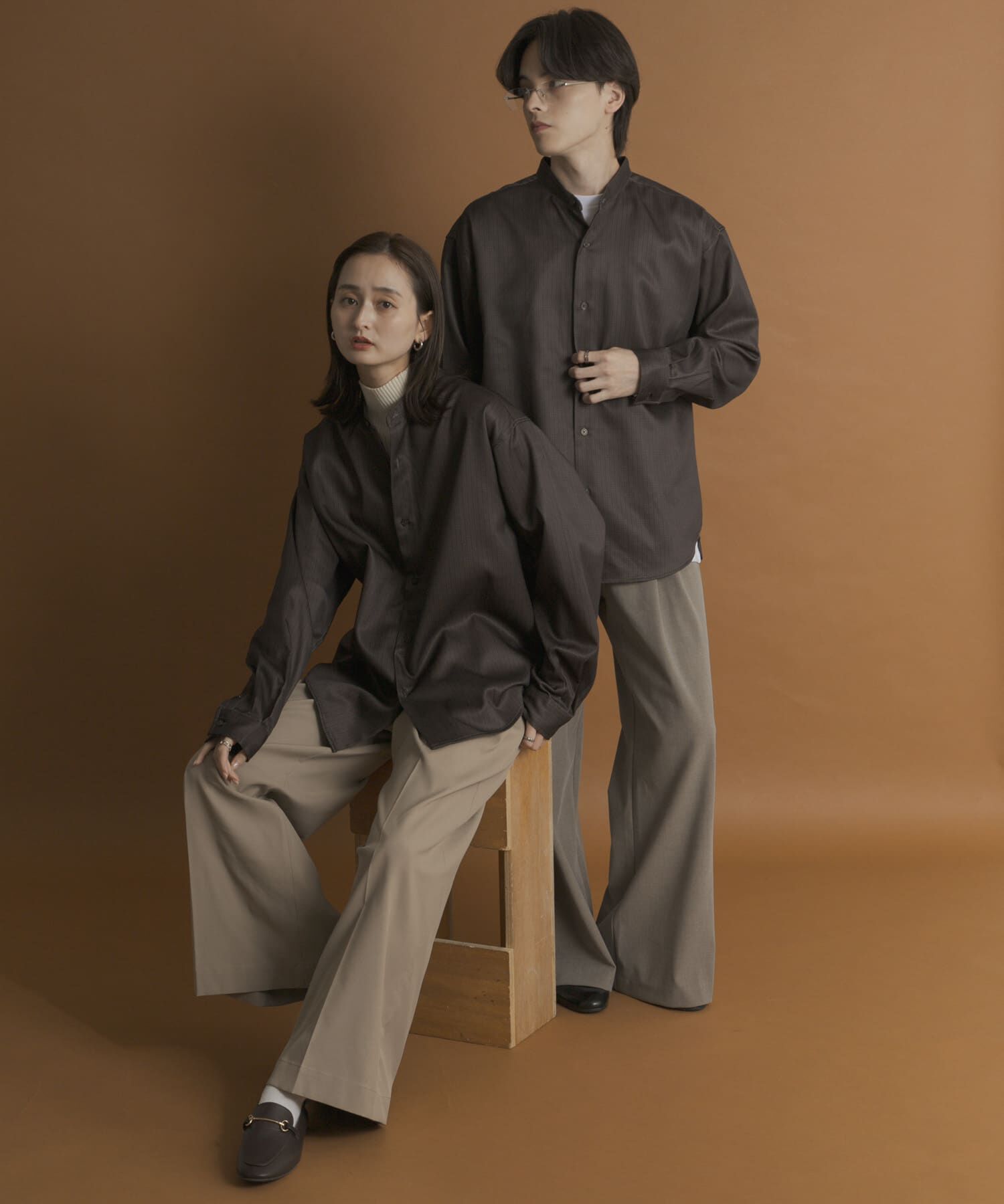 SENSE OF PLACE by URBAN RESEARCH「ウールライクバンドカラールーズシャツ」|シャツ・ブラウス|