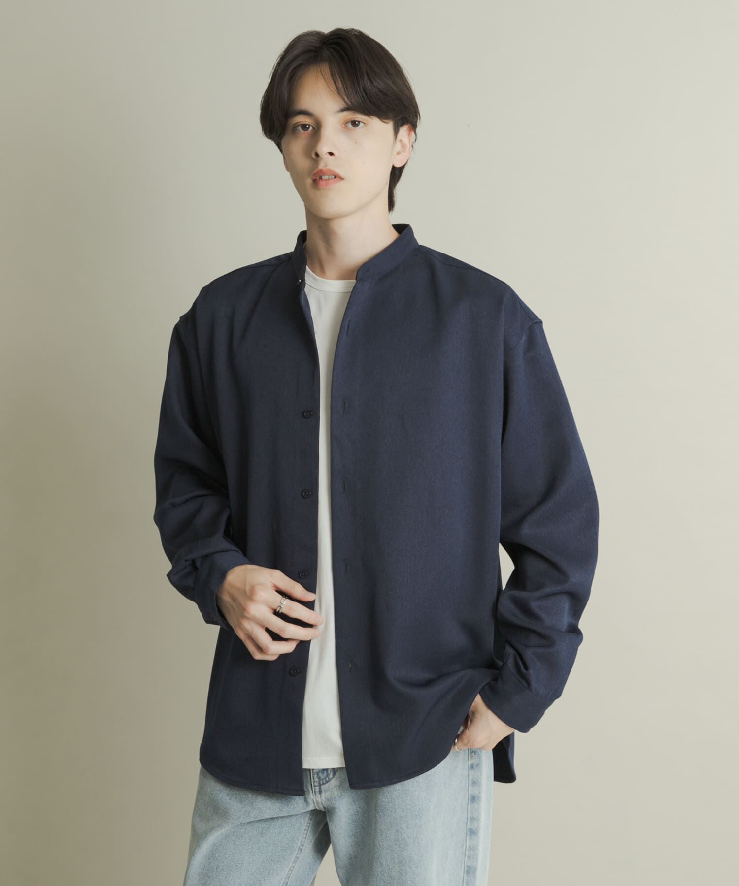 SENSE OF PLACE by URBAN RESEARCH「ウールライクバンドカラールーズシャツ」|シャツ・ブラウス|