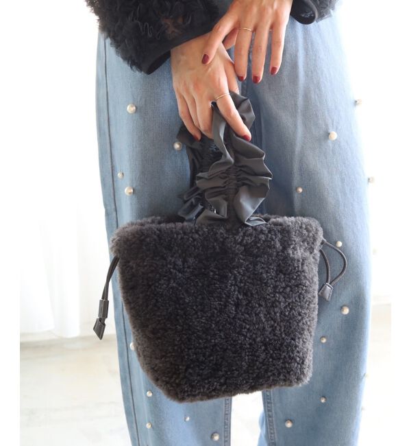 le.coeur blanc「フリルワンハンドルボアトート」|トートバッグ|