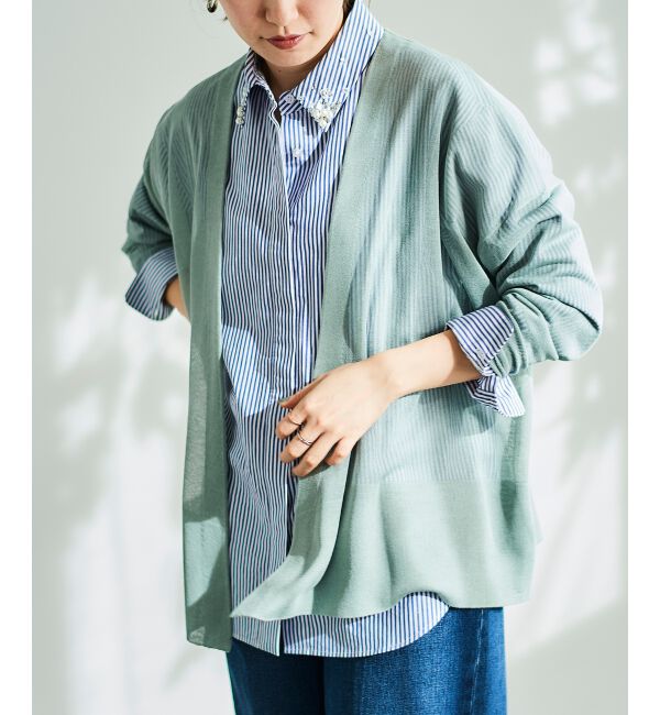  「《手洗い可能》シアーミドル丈カーディガン」|カーディガン|