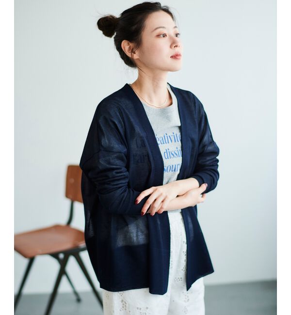  「《手洗い可能》シアーミドル丈カーディガン」|カーディガン|