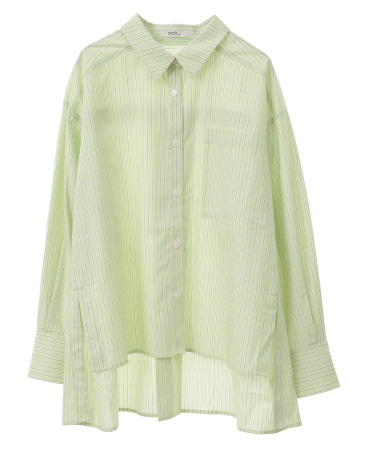 earth music&ecology「サイドスリットストライプオーバーシャツ」|シャツ・ブラウス|