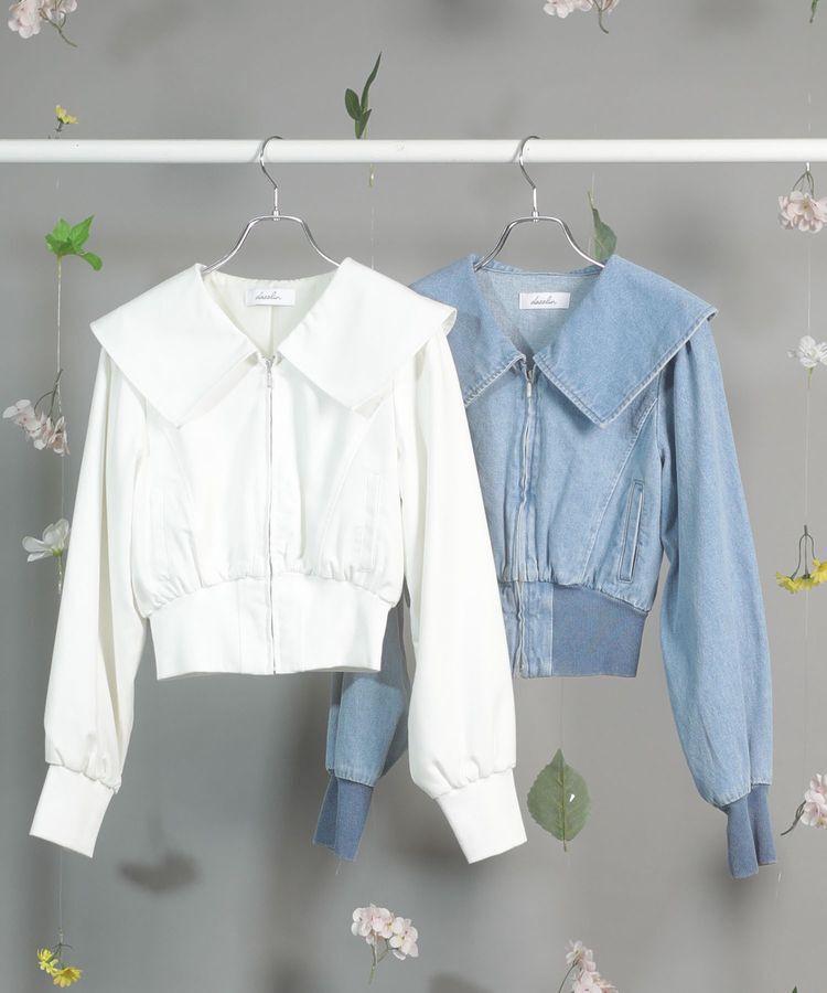 Green Parks「dazzlin 襟付きデニムショートzipブルゾン」|ブルゾン・スタジャン|