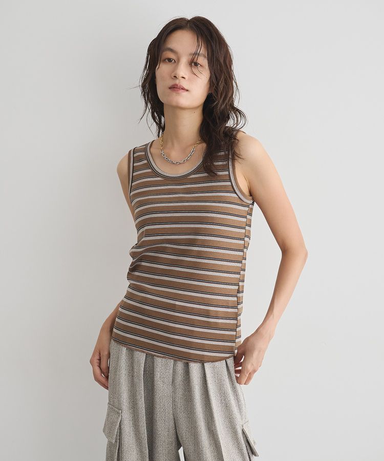 GARAGE OF GOOD CLOTHING「ランダムリブボーダータンク」|キャミソール|Brown