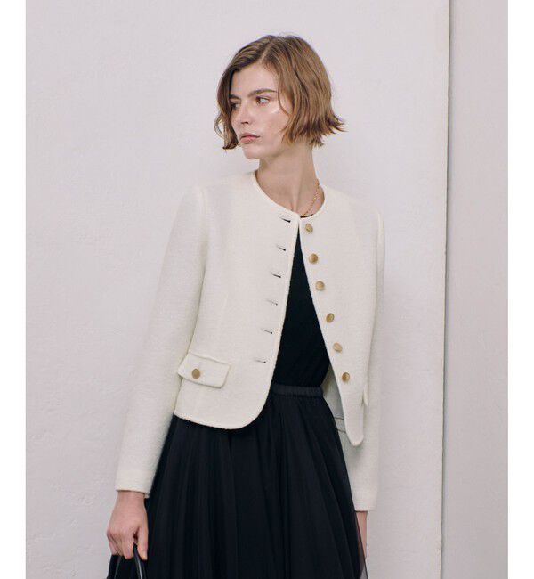allureville「ブークレーノーカラージャケット」|ノーカラージャケット|オフホワイト