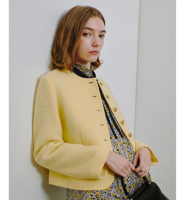 allureville「ブークレーノーカラージャケット」|ノーカラージャケット|イエロー