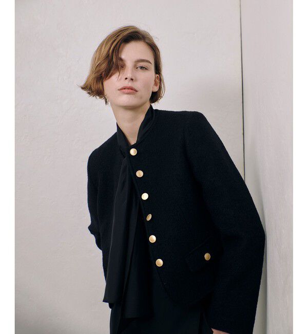 allureville「ブークレーノーカラージャケット」|ノーカラージャケット|ブラック