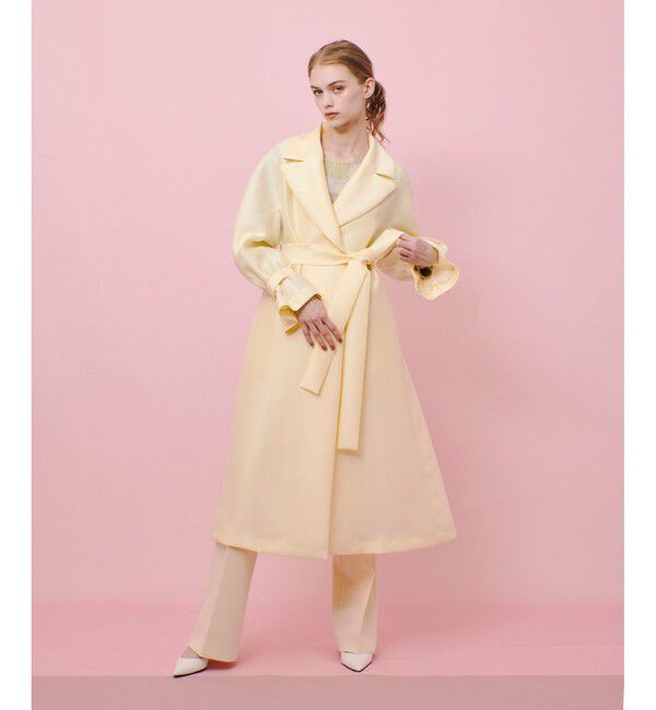 LOULOU WILLOUGHBY「【LOULOU WILLOUGHBY】シルキーダブルクロスドレスコート」|その他|イエロー
