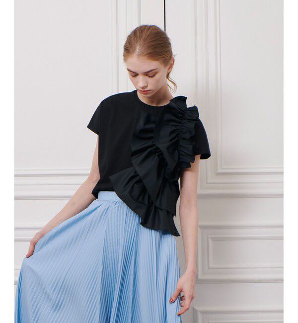 LOULOU WILLOUGHBY「【LOULOU WILLOUGHBY】ギャザーレイヤーＴシャツ」|Tシャツ・カットソー|