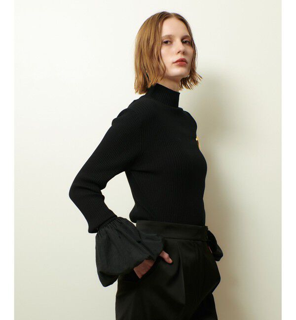 allureville「タフタバルーンスリーブコンビプルオーバー」|ニット・セーター|