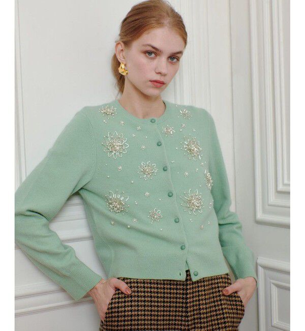 LOULOU WILLOUGHBY「【LOULOU WILLOUGHBY】ビーズフラワーカーディガン」|カーディガン|