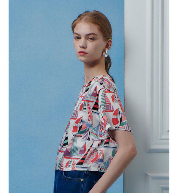 LOULOU WILLOUGHBY「【LOULOU WILLOUGHBY】RATTI マリーナプリント Ｔブラウス」|シャツ・ブラウス|