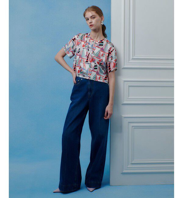 LOULOU WILLOUGHBY「【LOULOU WILLOUGHBY】RATTI マリーナプリント Ｔブラウス」|シャツ・ブラウス|