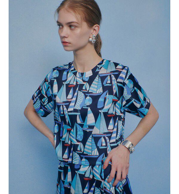 LOULOU WILLOUGHBY「【LOULOU WILLOUGHBY】RATTI マリーナプリント Ｔブラウス」|シャツ・ブラウス|