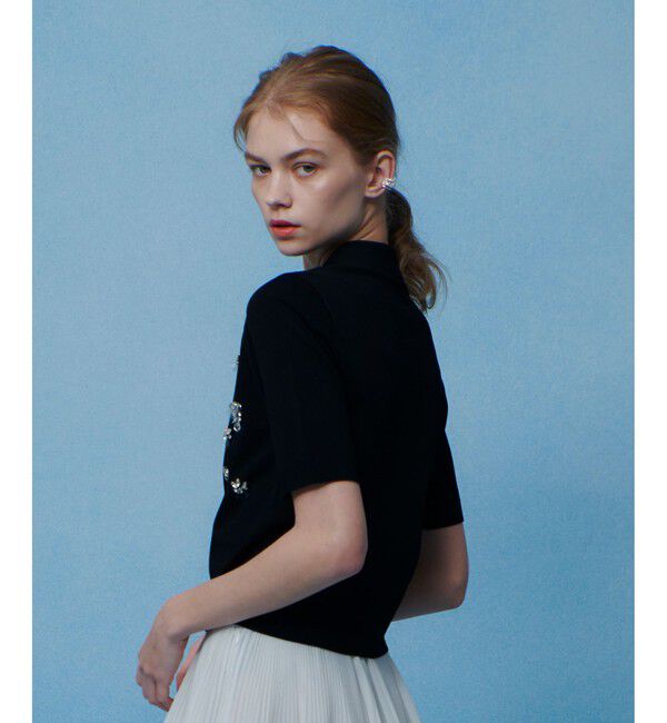 LOULOU WILLOUGHBY「【LOULOU WILLOUGHBY】フラワービジューポロ」|ニット・セーター|