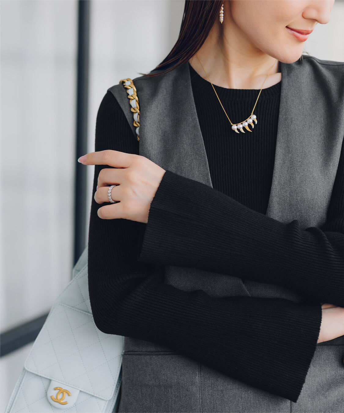 ur's「【星玲奈さんコラボアイテム】フレアスリーブリブニット」|ニット・セーター|