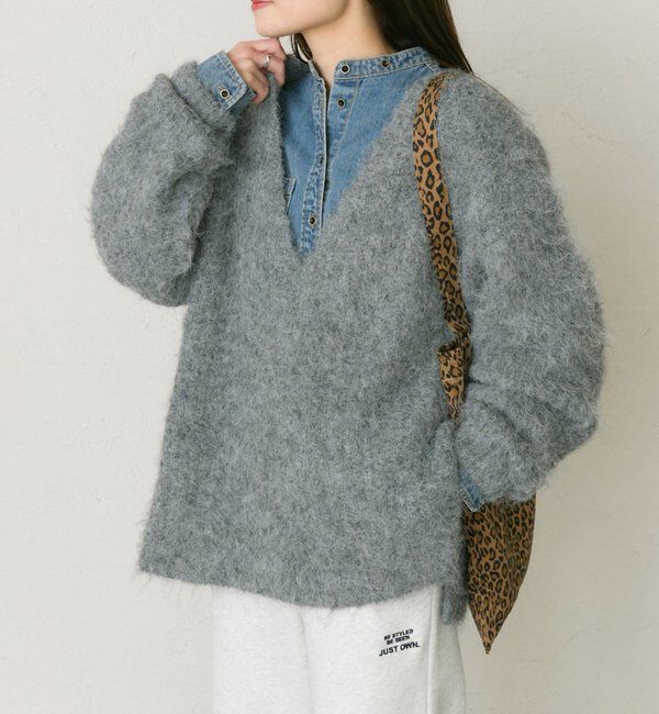  「起毛Vネックニットプルオーバー」|キャミソール|