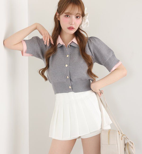  「今期トレンド/重ね襟半袖ニット」|ニット・セーター|