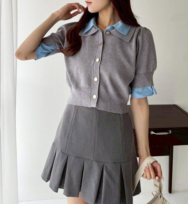  「今期トレンド/重ね襟半袖ニット」|ニット・セーター|