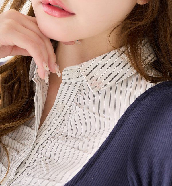  「ロゴ刺繍レイヤードトップス」|プルオーバー|