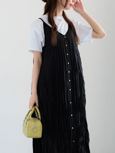 Te chichi「ワッシャープリーツキャミワンピース」|ワンピース|ブラック