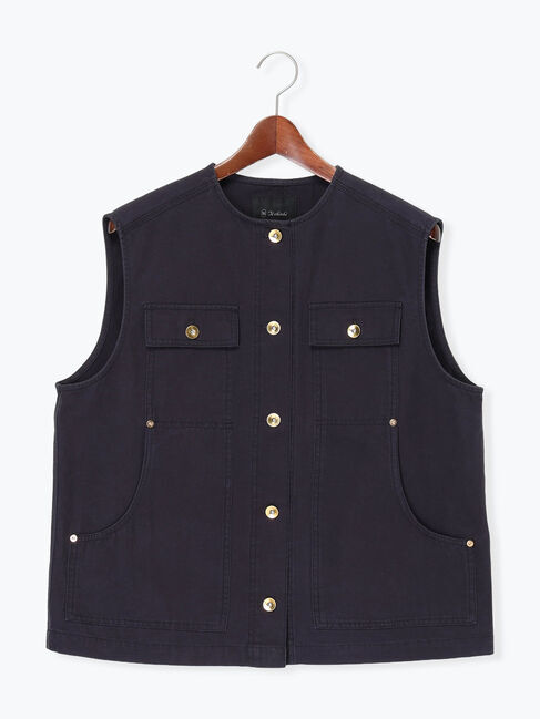 Te chichi「ノーカラーワークベスト」|ダウンベスト・ベスト|ネイビー