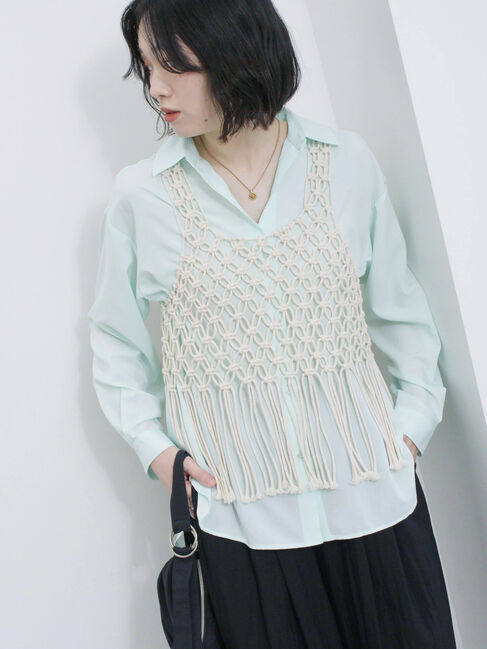 Samansa Mos2 blue「【接触冷感】マルチスタイルシャツ」|シャツ・ブラウス|