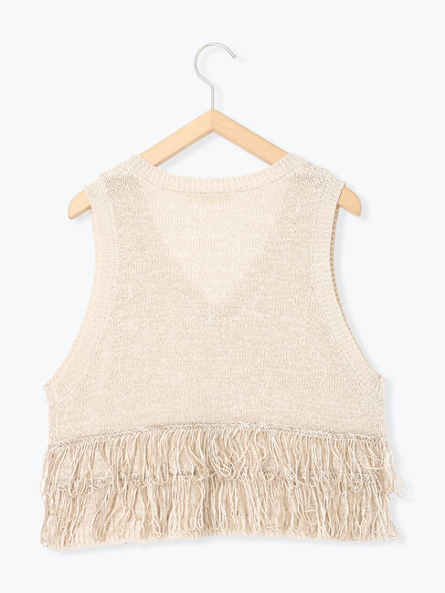 Samansa Mos2 blue「フリンジニットベスト」|ニット・セーター|