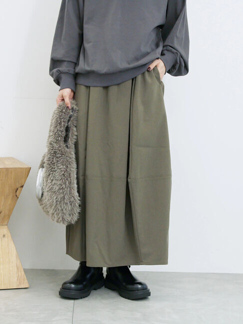 Samansa Mos2 blue「ギャザーコクーンスカート」|スカート|カーキ