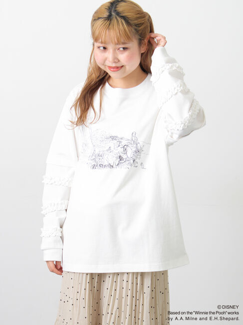 Samansa Mos2「【Disney】くまのプーさん袖フリルロンT」|Tシャツ・カットソー|